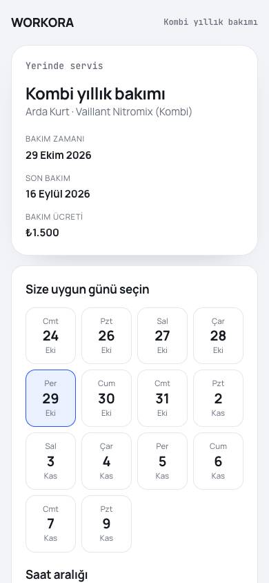 Bakım zamanı: müşteri gün seçiyor
