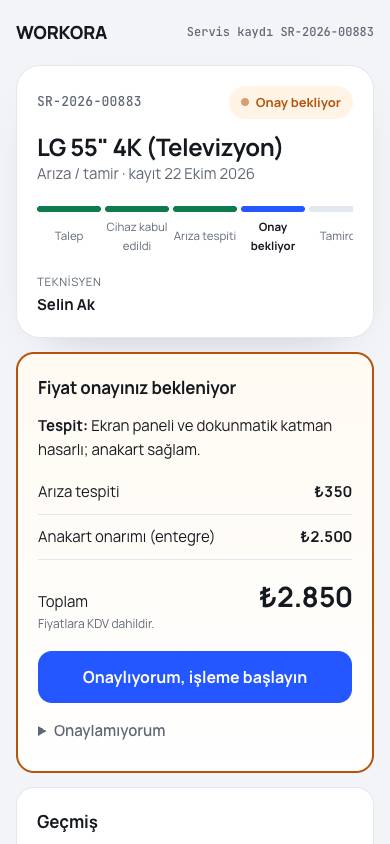 Müşteri takip sayfası